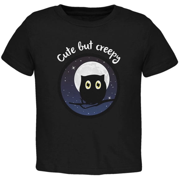 Owl Creepy But Cute Night Toddler T Shirt Black 3T