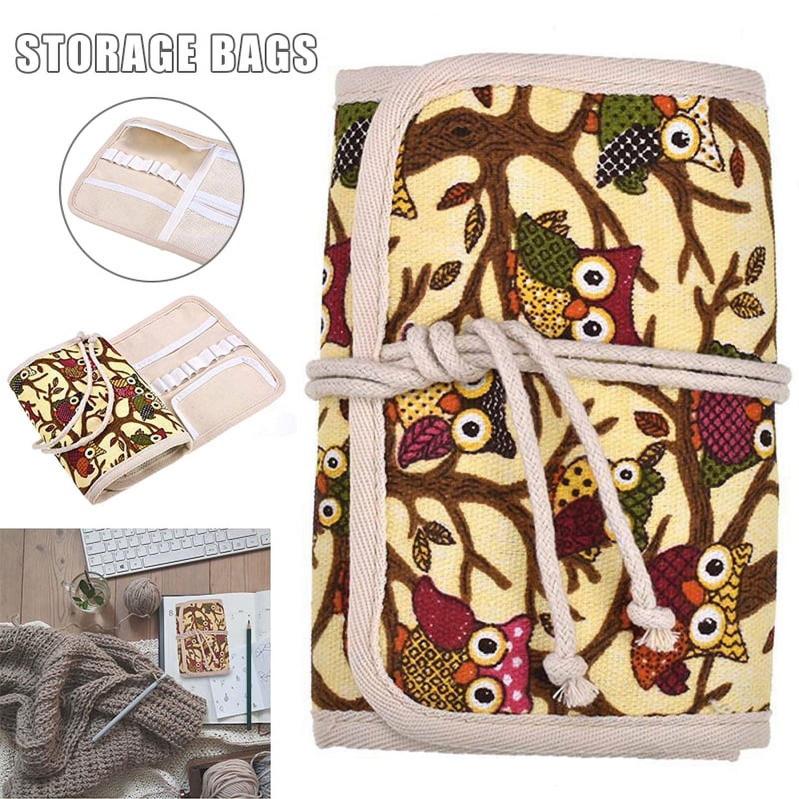 Owl Crochet Hook Case Needle Holder Storage Organizer Roll Bag