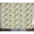 thumbnail image 1 of Ambesonne Owl Curtains 2 Panel Set, Sketch Cat Looking Birds, 108" x 90", Brown Reseda Green, 1 of 3