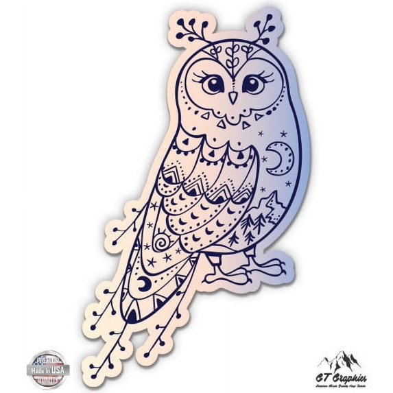 Owl Cute - 5" Vinyl Sticker - For Car Laptop I-Pad - Waterproof Decal