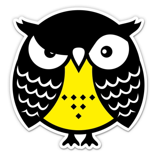 Owl Cute Cartoon - 3" Vinyl Sticker - For Car Laptop Water Bottle Phone - Waterproof Decal