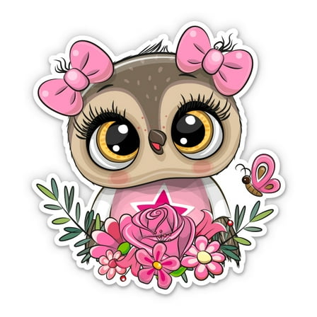 Owl Cutie - 3" Vinyl Sticker - For Car Laptop Water Bottle Phone - Waterproof Decal