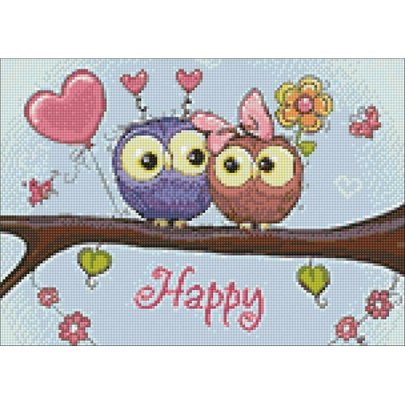 Owl Date WD2320 14.9 x 10.6 inches Wizardi Diamond Painting Kit