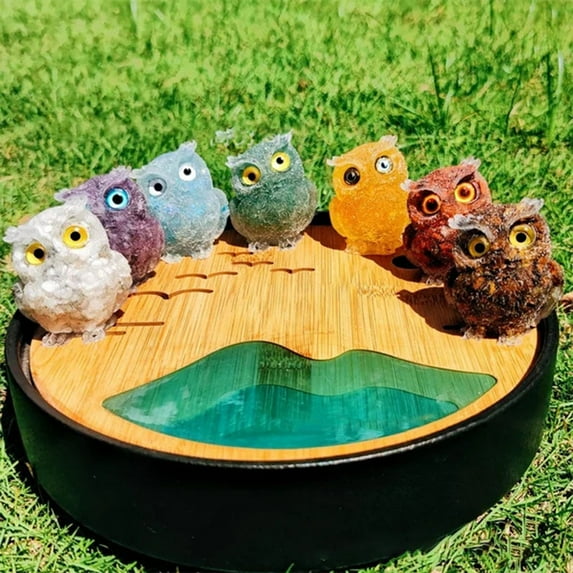 Owl Decor under $5! Yannianjz Crystal Owl Figurine, Resin Owl Statue, Home Desk Decor, Animal Ornament, Gift Owl Sculpture for Collection Office Bookshelf