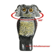 MUSUOS Owl Decoy 360 Rotate Head to Scare Birds Scarecrow Owl Decoy Statue Realistic Scary Sounds & Shadow Fake Owl Outdoor Pest Bird Deterrent for Patio Yard Garden Protector