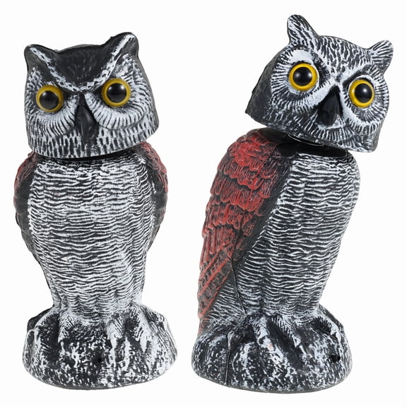 Owl Decoy Lifelike Simulation Bird Deterrent with 360° Swivel Head Realistic Owl Statue Scare Birds Plastic Scarecrow to Frighten Birds for Garden Indoor Outdoor