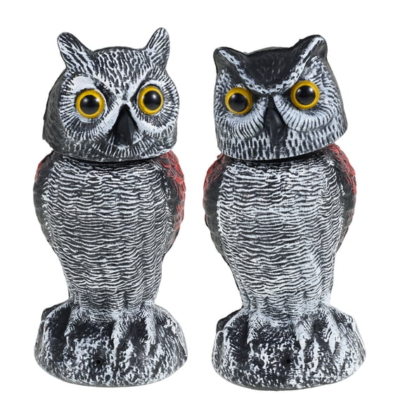 Owl Decoy Lifelike Simulation Bird Deterrent with 360° Swivel Head Realistic Owl Statue Scare Birds Plastic Scarecrow to Frighten Birds for Garden Indoor Outdoor