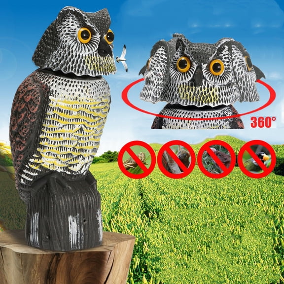 Owl Decoy,Owls To Keep Birds Away,Owl Decoys To Scare Birds Away Deterrents,Owl Decoy Realistic Plastic Scarecrow for Birds Weatherproof,For Outside Garden(Black 15*6IN)