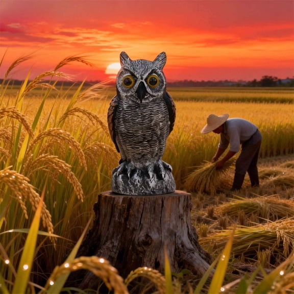 Owl Decoy Statue for Bird Deterrent Simulated Owl Decorative Ornament-Lifelike Garden Protector for Yard Nature Enemy Scarecrow Plastic Owl Statues Owls to Scare Birds Away and Control Garden Pests