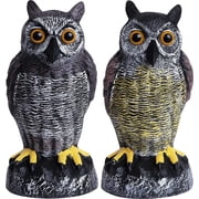Owl Decoys to Scare Birds Away Plastic Owls Statue for Garden & Outdoors, 2 Pack