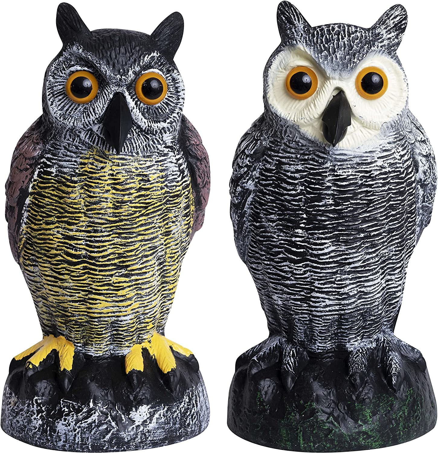 Owl Decoys to Scare Birds Away Plastic Owls Statue for Garden & Outdoors by Galashield, 2 Pack