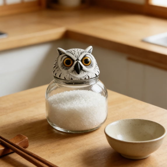 Owl-Design Gothic Spice Jar Set, Glass Seasoning Jar with Iron Base, Retro Kitchen Decor Storage Canister, Decorative Holder for Home, Kitchen, Shelf & Pantry Organization