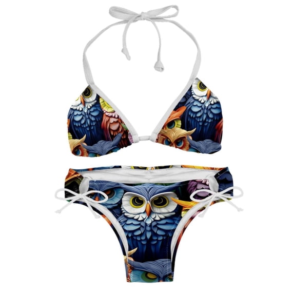 Owl Detachable Sponge Adjustable Strap Bikini Set Swimsuit, Two-Pack - Beach and Pool Ready