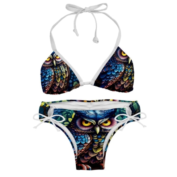 Owl Detachable Sponge Adjustable Strap Bikini Set Two-Pack Beachwear Scene Swimsuit