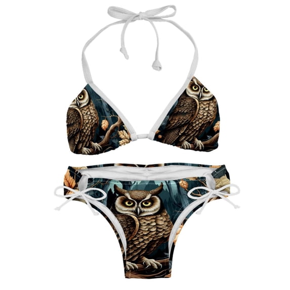 Owl Detachable Sponge Adjustable Strap Bikini Set Two-Pack - Ideal for Beach & Pool Parties