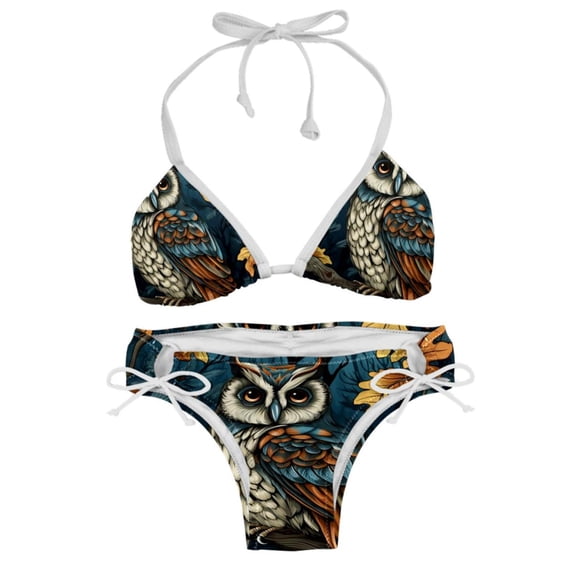 Owl Detachable Sponge Adjustable Strap Bikini Set Two-Pack Swim Suits - Ideal for Beach and Pool Scenes
