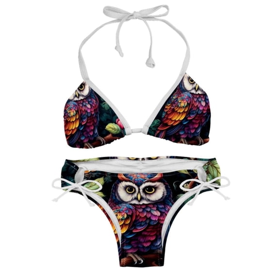 Owl Detachable Sponge Adjustable Strap Bikini Set, Two-Pack Swim Suits for Versatile Swim Wear Looks