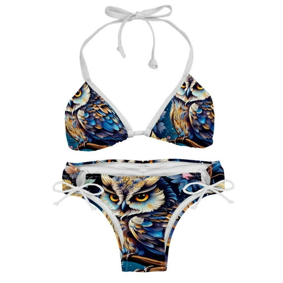 Owl Detachable Sponge Adjustable Strap Bikini Set, Two-Pack Swim Suits for Versatile Swim Wear Looks