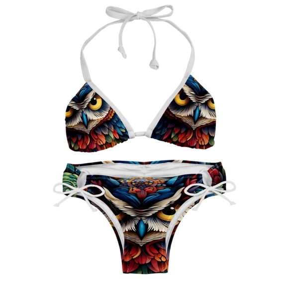 Owl Detachable Sponge Adjustable Strap Bikini Set Two-Pack Swimsuit Suit Beach Pool Party