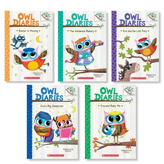 Owl Diaries 5-Book Collection Set (Books 610)  Baxter Is Missing, The Wildwood Bakery, The Wildwood Elementary, Eva and the Lost Pony, Eva and Baby Mo