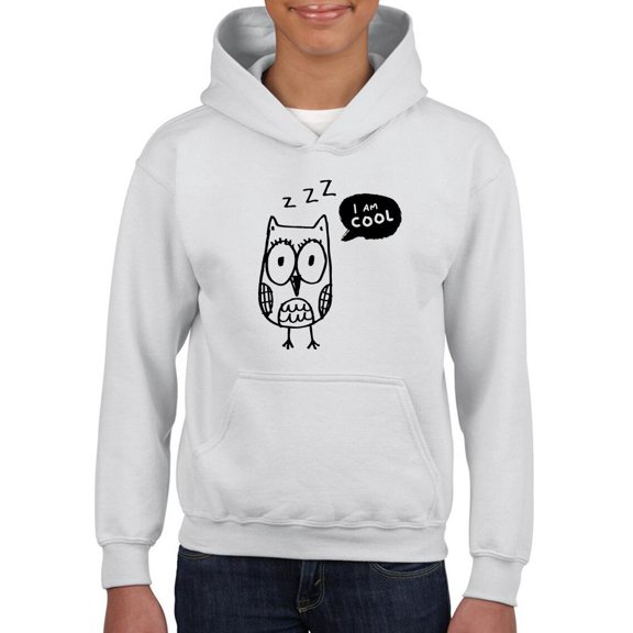 Owl Doodle I Am Cool Hoodie Juniors -Image by Shutterstock,  x-Large