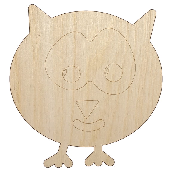 Owl Doodle Wood Shape Unfinished Piece Cutout Craft DIY Projects - 4.70 Inch Size - 1/8 Inch Thick