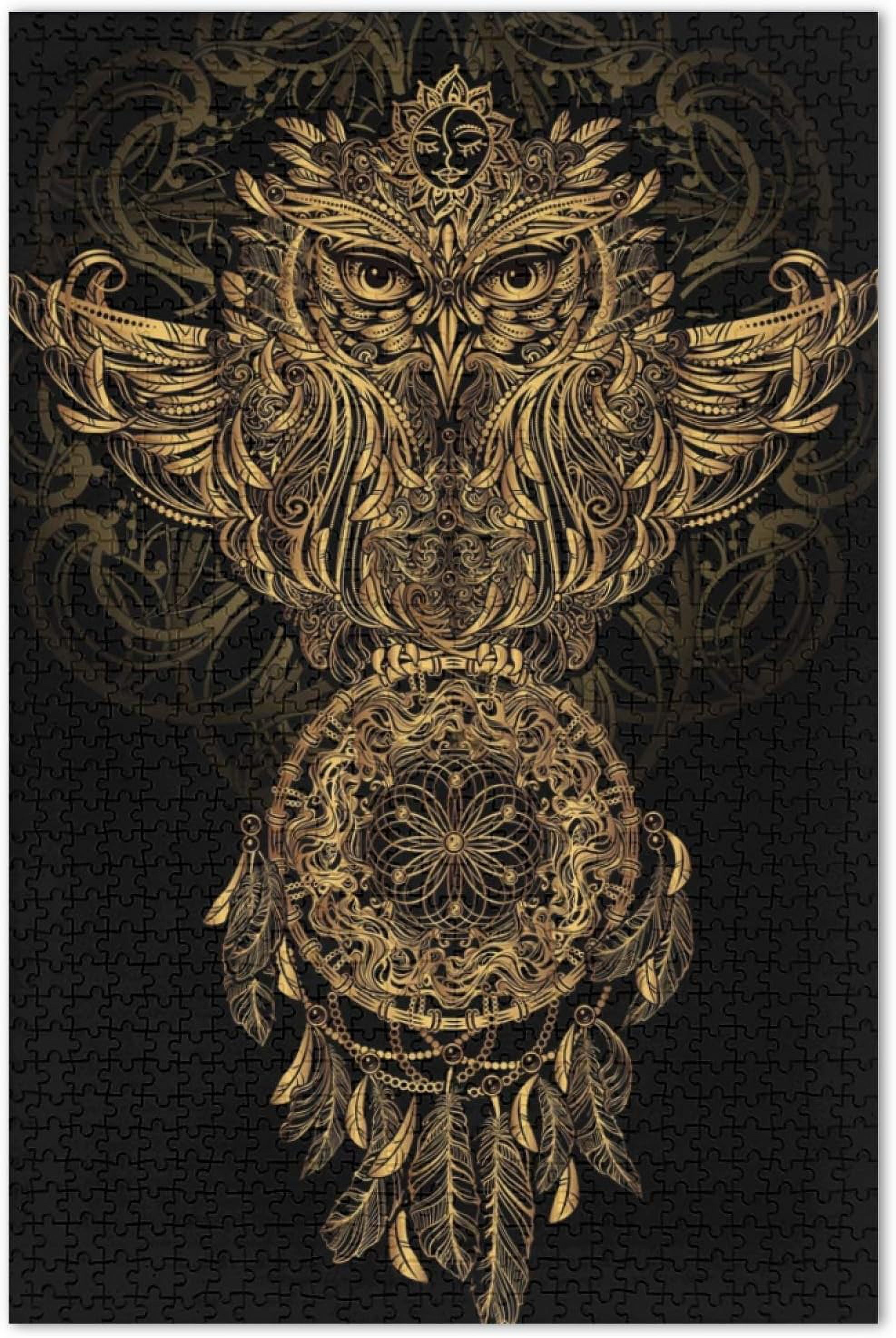 Owl Dream Catcher Mandala Ethnic Dreamcatcher Jigsaw Puzzles for Adults 500 Pieces DieCut