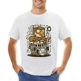 thumbnail image 1 of Owl Drummer Vintage T-shirt Mens Cotton Classic Crewneck Short Sleeve Tees Unisex White 2XL, 1 of 2