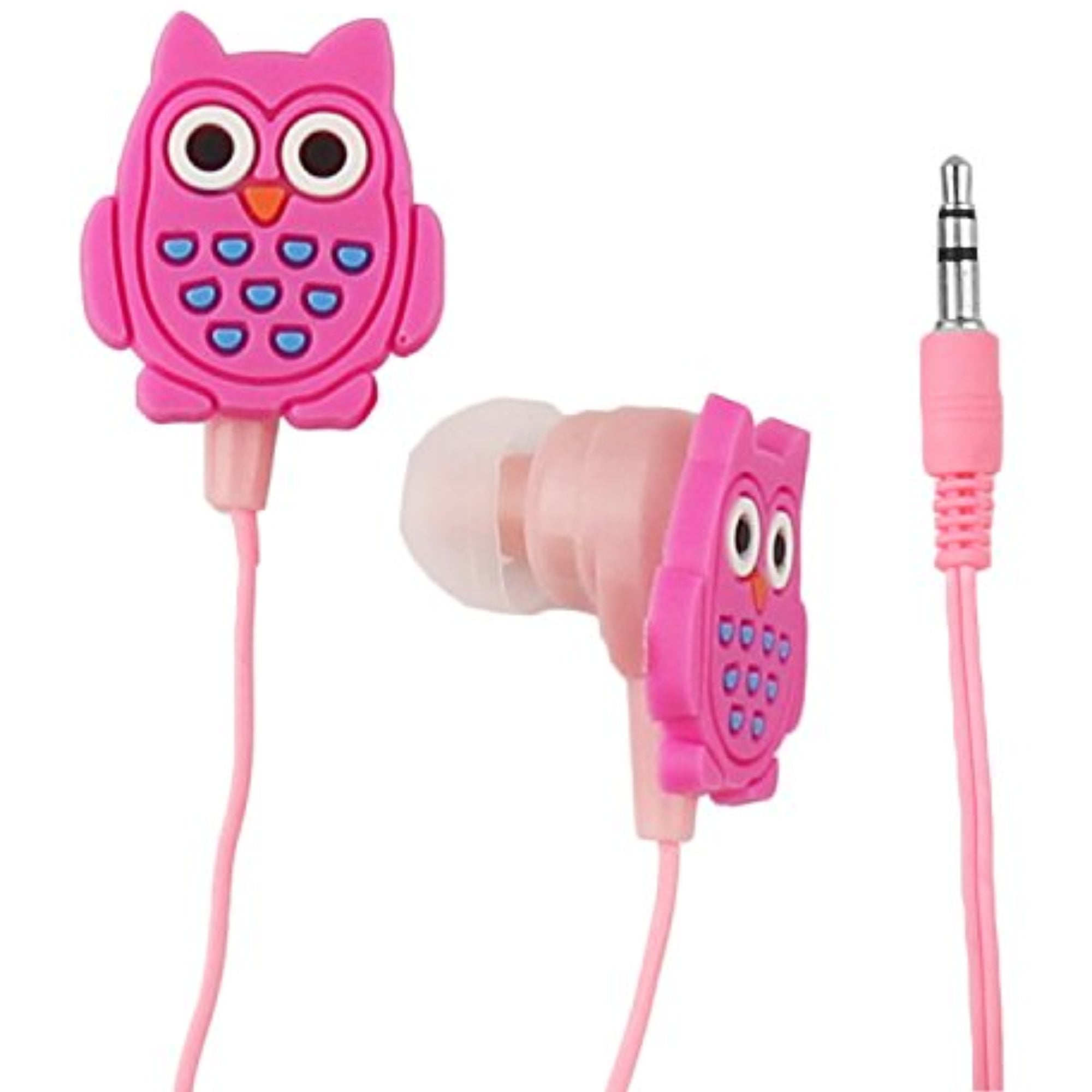 Owl Earbuds for Audio Devices and Phones 3.5mm In Ear Headphones Earphones by bogo Brands Pink