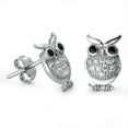 thumbnail image 1 of Owl Earrings Clear Cubic Zirconia Black Cubic Zirconia .925 Sterling Silver Jewelry Female Unisex, 1 of 3