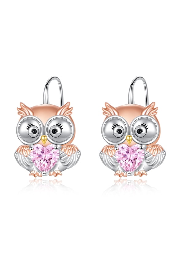 Owl Earrings for Women 925 Sterling Silver Owl Leverback Hoop Earrings Cute Animal Jewelry Gifts for Women