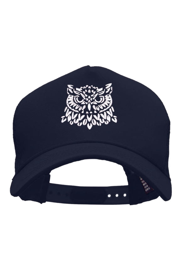 Owl Embroidered 5 Panel Pet Spun Mesh Cap - Navy OSFM