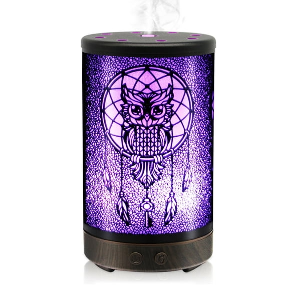 Owl Essential Oil Diffuser, Daroma 100ml Metal Aromatherapy Ultrasonic Cool Mist Humidifier Air Scent Home Office Gift, 7 Colors Changed LED Mood Light, Waterless Auto-Off