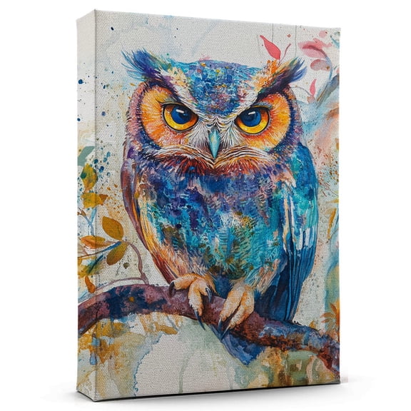 Owl Eurasian Scops Canvas Wall Art Animal Decor, Owl Eurasian Scops Canvas Prints Wild Animal Artwork for Living Room Bedroom Office 190HD776