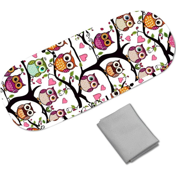 Owl Eyeglasses Case Hard Shell Leather Sunglasses Case Portable Slim Glasses Cover Clamshell Protective Cases Holder Pouch with Cleaning Cloth Travel for Women Men Gift 6.4x2.5x1.5 Inch