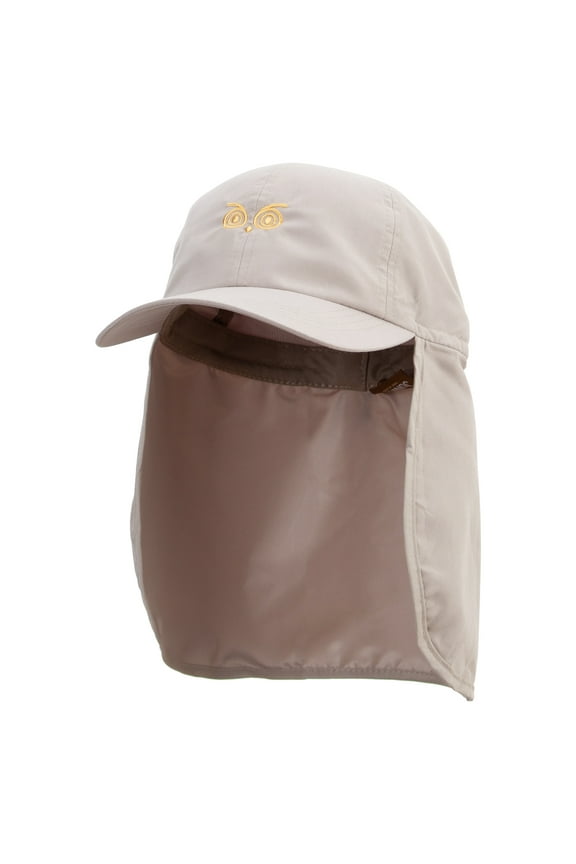 Owl Eyes Icons Embroidered Flap Hats - Khaki OSFM
