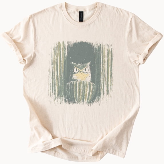 Owl Eyes Woodcut Nature T-Shirt