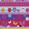 thumbnail image 1 of Ambesonne Owl Fabric by the Yard Upholstery, Cartoon Owls and Flowers, 10 Yards, Multicolor, 1 of 4