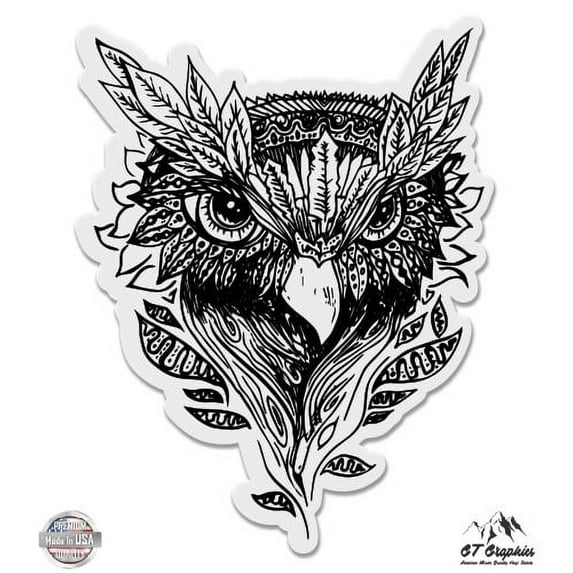 Owl Face - 5" Vinyl Sticker - For Car Laptop I-Pad - Waterproof Decal