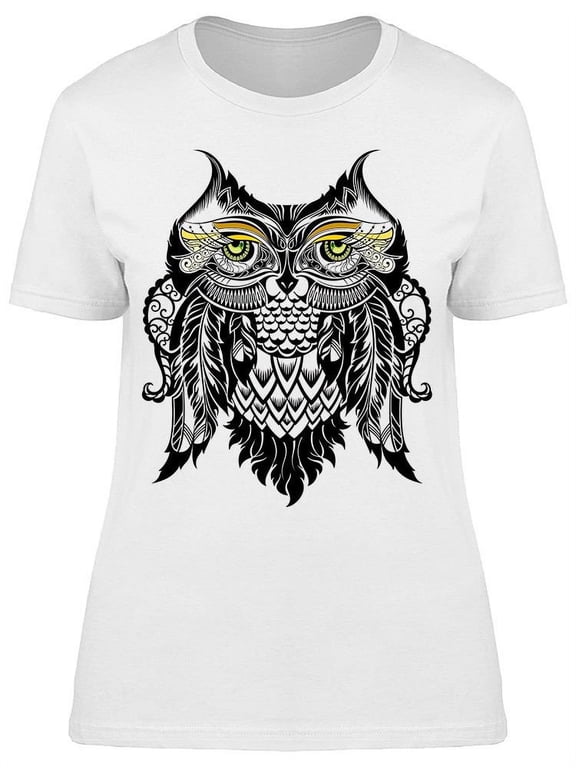Owl Face Art T-Shirt Women -Image by Shutterstock, Female Medium
