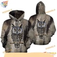 thumbnail image 1 of Owl Feather Art Unisex Print All 3D Christmas Hoodie, 1 of 5