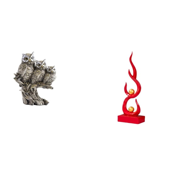 Owl Figurine Abstract Fire Sculpture Resin Ornament Artistic Home Decor for Living Room Office Cabinet Bedroom