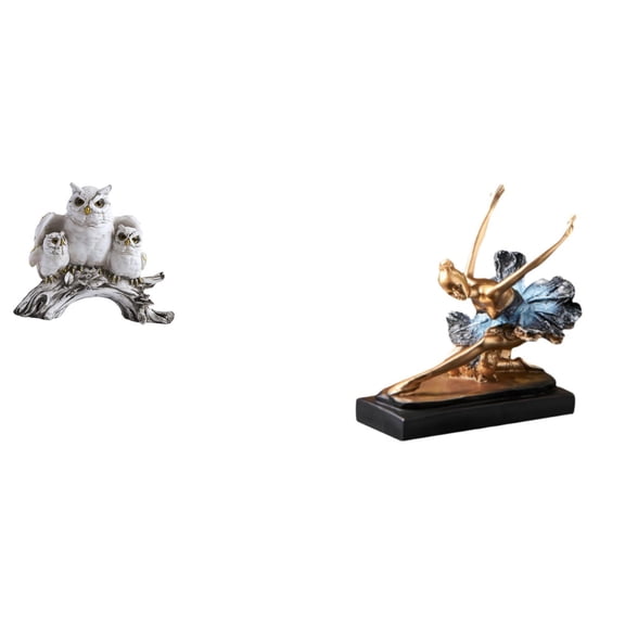 Owl Figurine Ballet Dancer Sculpture Resin Artistic Home Decor for Living Room Office Bedroom Display