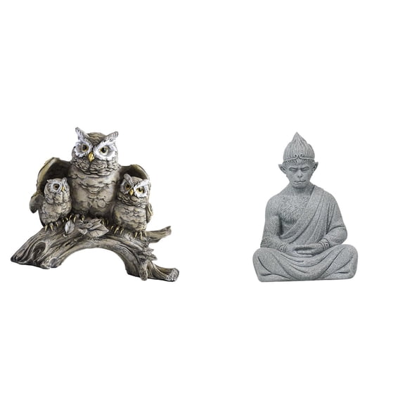 Owl Figurine Monkey Statue Buddha Sculpture Resin Material for Home Living Room Office Decor Collectible Gift