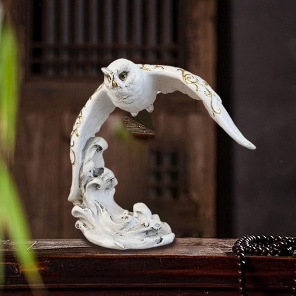 Owl Figurine Tabletop Ornament Modern Creative Resin Animal Sculpture for