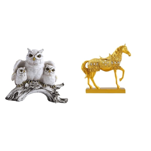 Owl Figurines Horse Figurine Animal Crafts Resin Material Eye Catching Decor for Home Office Cabinet Tabletop