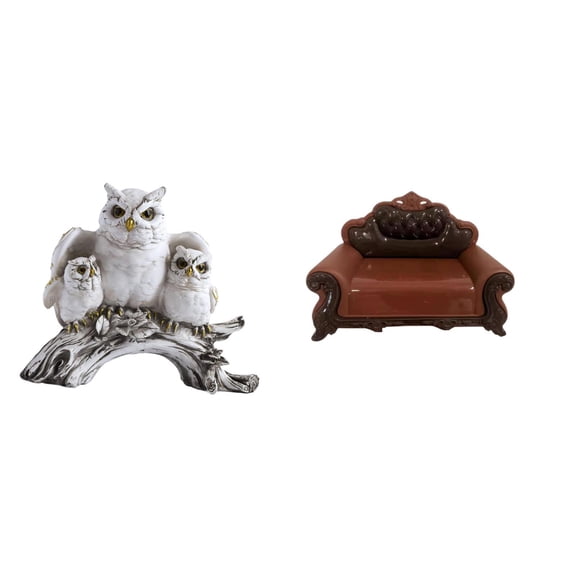 Owl Figurines Modern Animal Statue Miniature Sofa Resin Material Living Room Office Bedroom Decor