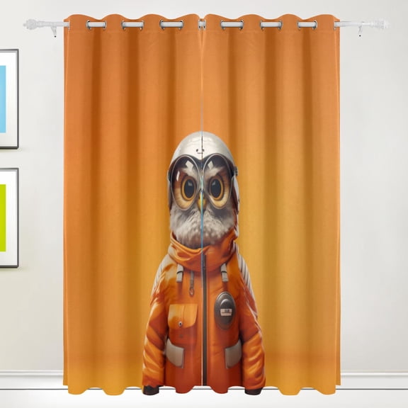 Owl Firemen Black Out Curtains 72 Inch Length Curtains for Sliding Glass Doors Bedroom Living Room 2 Pack