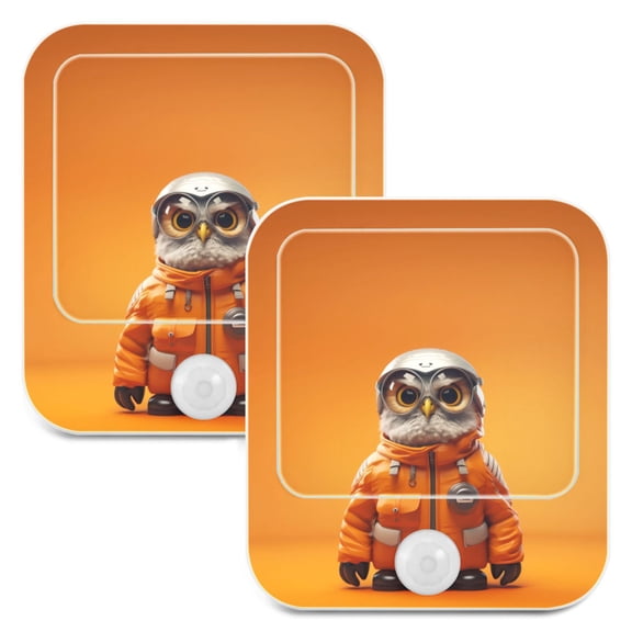 Owl Firemen Night Lights Plug into Wall LED with Auto Light Sensor Warm Light for Kids Hallway Bedroom Living Room Kitchen Bathroom Set of 2