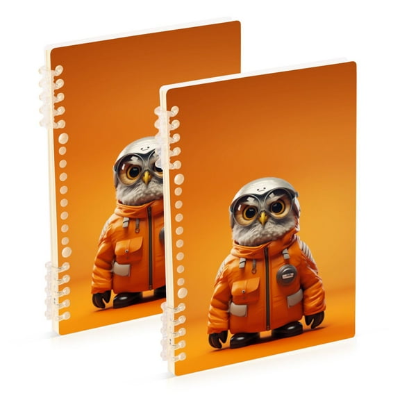 Owl Firemen Ring Binder Notebook Journey Note Diary College Ruled Spiral Notebook Study Loose Leaf Paper A5 60 Pages